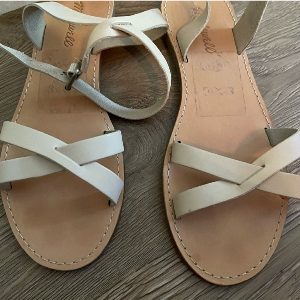 SOLD Madewell The Boardwalk Ankle-Wrap Sandal Leather Strappy Flats - Picture 4 of 8